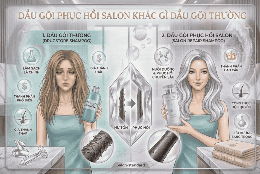 Dau goi phuc hoi salon khac gi dau goi thuong