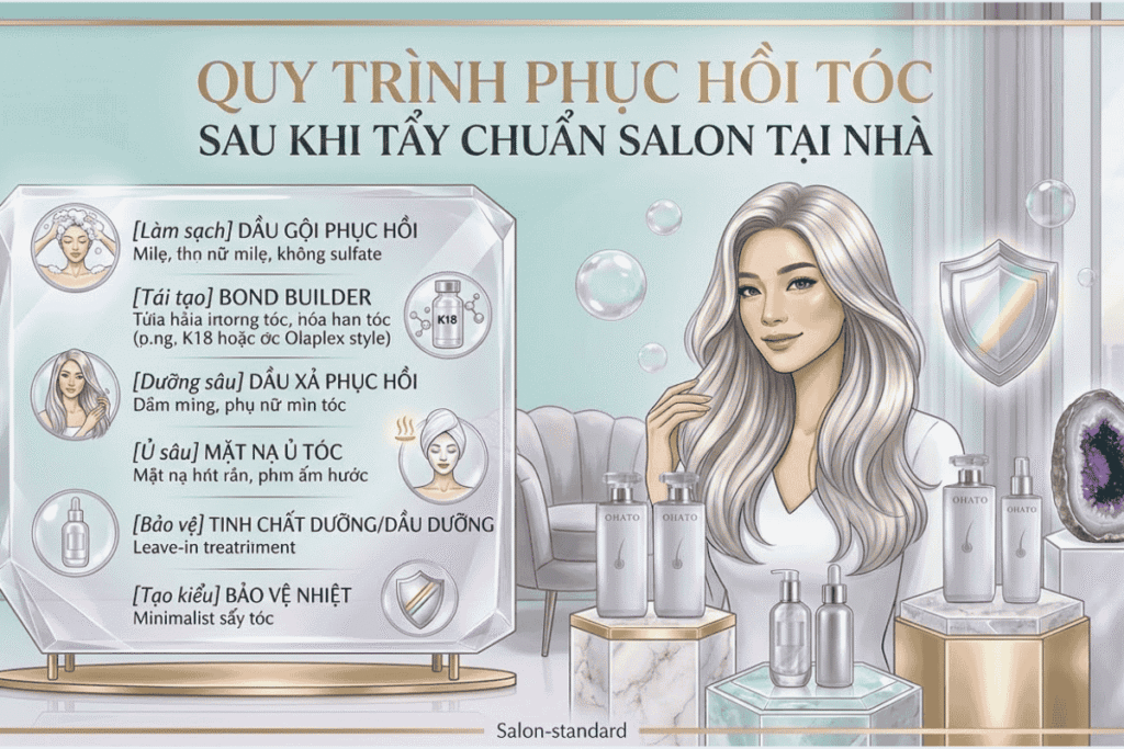 Quy trinh phuc hoi toc sau khi tay chuan salon tai nha